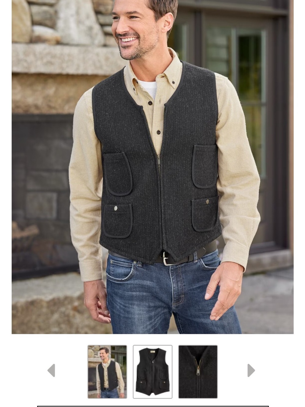Woolrich Charcoal Wool-Blend Utility Vest